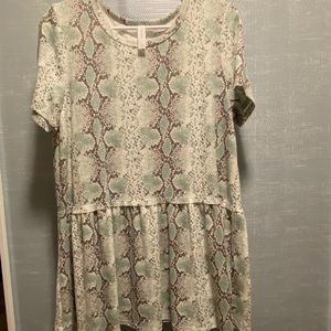 Snakeskin print babydoll shirt